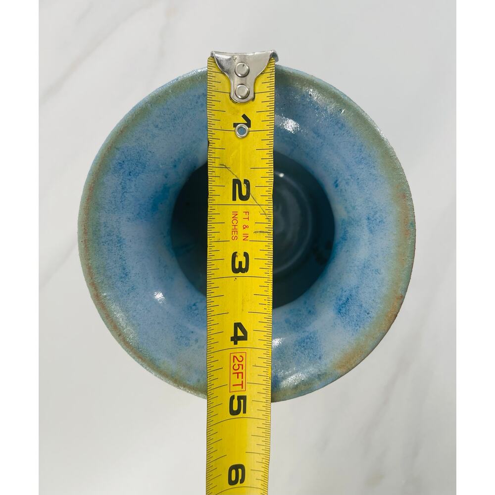 Blue Small Handmade Pottery Vase Home Decor - Picture 6 of 8